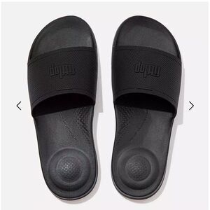 FitFlop Black iQushion Ergonomic Leather‎ Slide Mens Shoes, All Black NEW 11 43
